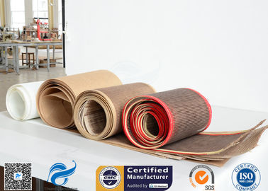 แผ่นตาข่ายเคลือบไฟเบอร์กลาส PTFE 560gsm 4x4mm สำหรับสายพานลำเลียง Tortilla